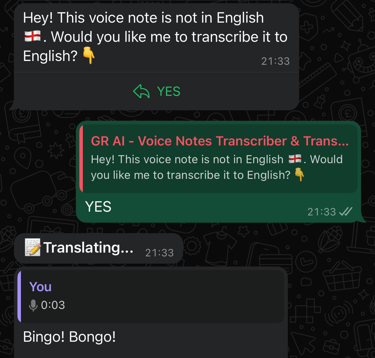 Language Translations Example